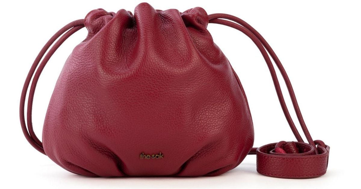 The Sak Lorelie Small Drawstring Leather Crossbody in Red Lyst