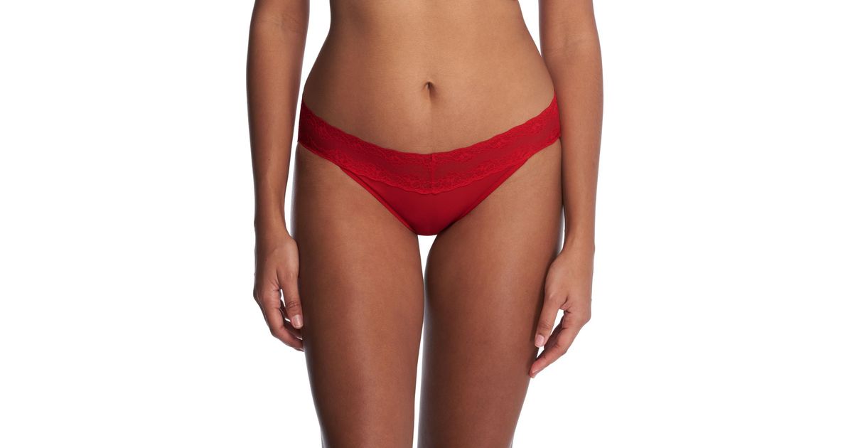 Natori Bliss Perfection Lace-waist Bikini Underwear 756092 in Red