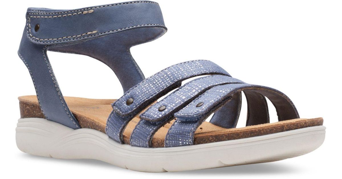 Clarks April Dove Studdedstrap Comfort Sandals in Blue Lyst