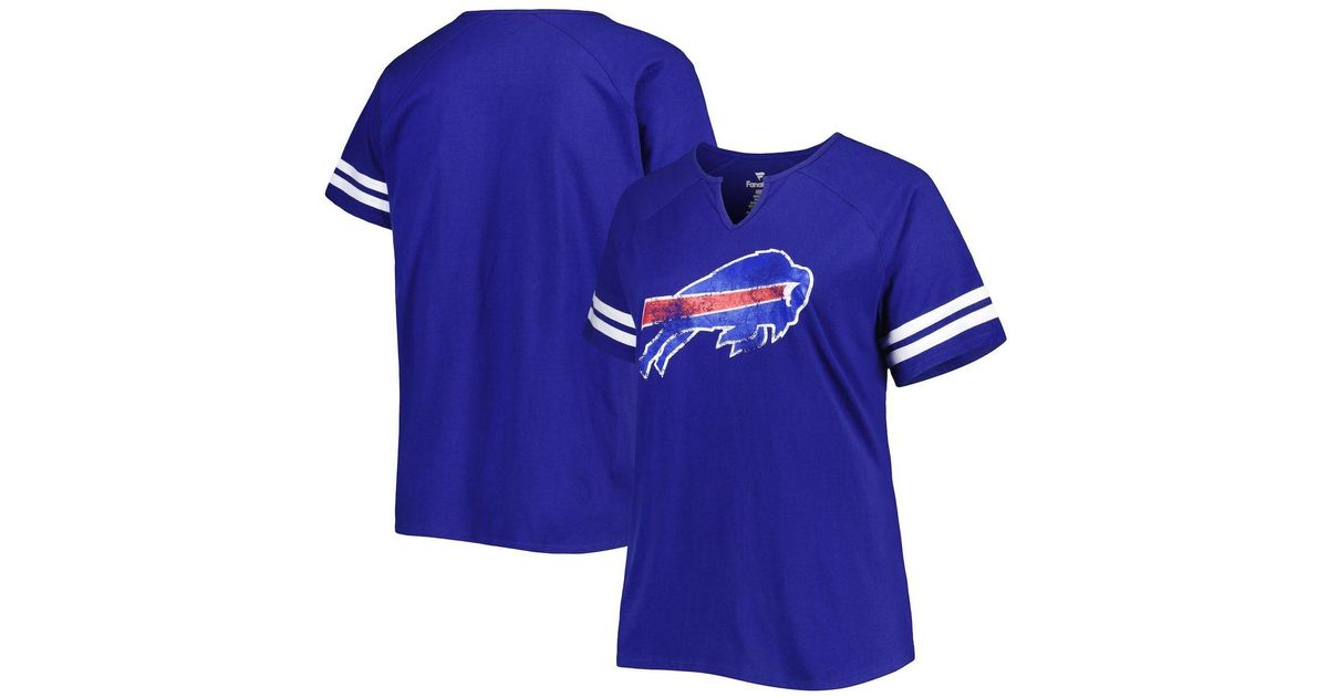 Fanatics Branded Royal Buffalo Bills Plus Size Logo Striped Raglan