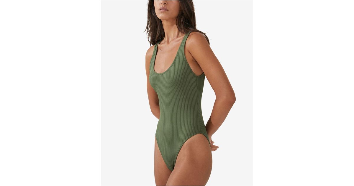 Cotton On Scoop-back Ribbed One-piece Swimsuit in Green