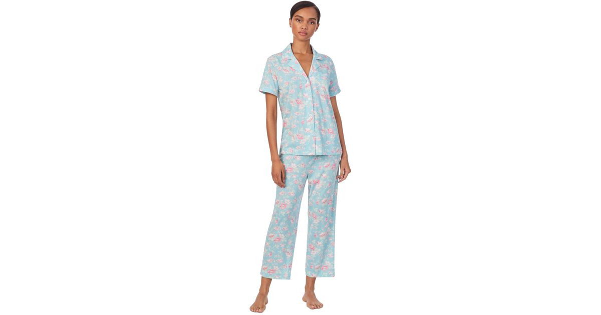 Lucky Brand Women's Pajama Set - Blue Tank Top & Shorts Sleepwear, Size Medium, 60% Cotton