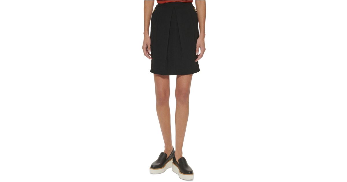 DKNY Pleated A-line Skirt in Black | Lyst