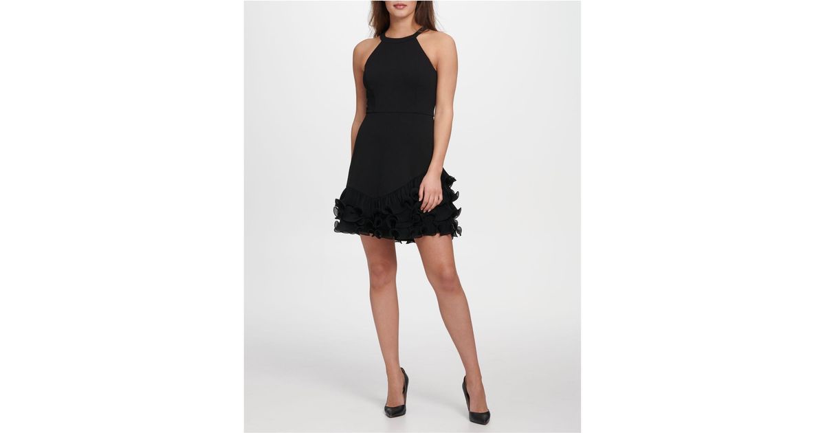guess black ruffle dress