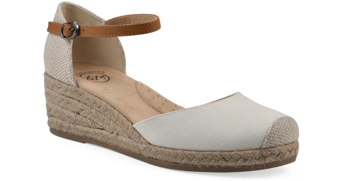 White Mountain Maintain Espadrille Wedge Sandals in White | Lyst