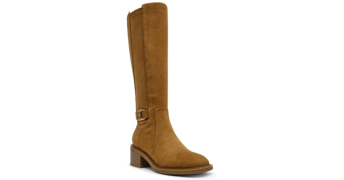 Anne Klein Anessa Block Heel Knee High Boots in Brown | Lyst