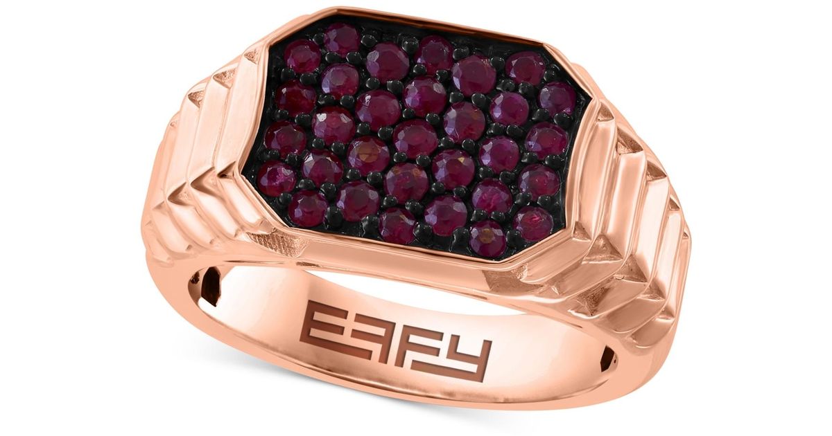 Effy Effy Ruby Cluster Ridge Texture Ring (1-1/20 Ct. T.w. in Pink for ...