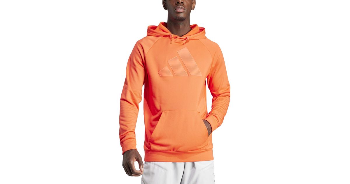 adidas Game & Go Big Logo Moisture-wicking Training Fleece Hoodie in Orange  for Men | Lyst