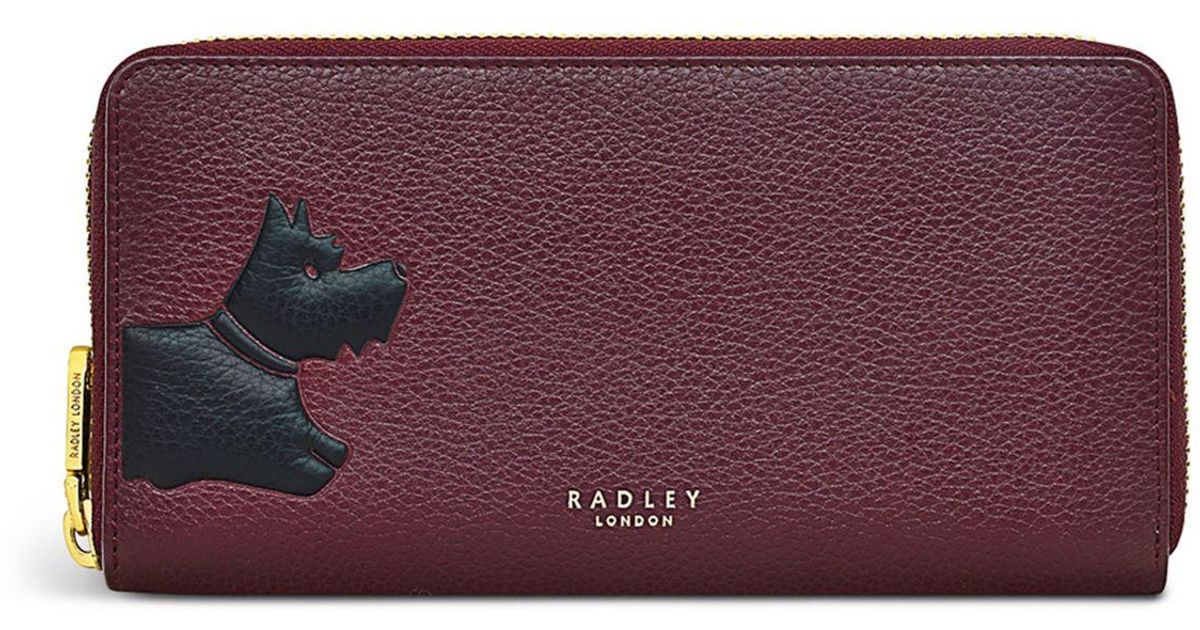 Radley Leather Radley Stamp Mini Zip Around Wallet in Dark Cherry