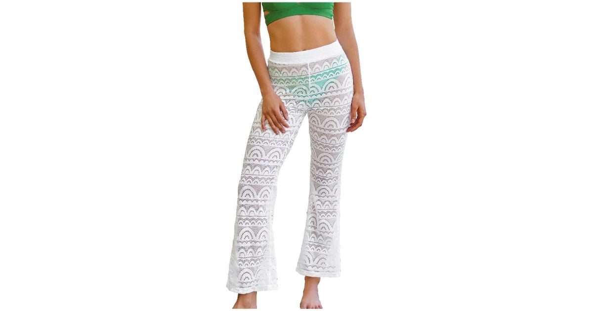 CUPSHE X Vanessa Adventure Lace Coverup Flare Pants in White Lyst