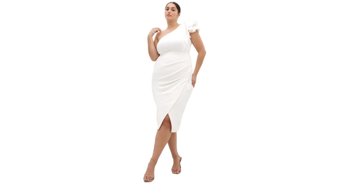 plus size white one shoulder dress City Chic Plus Size Milani One Shoulder Dress
