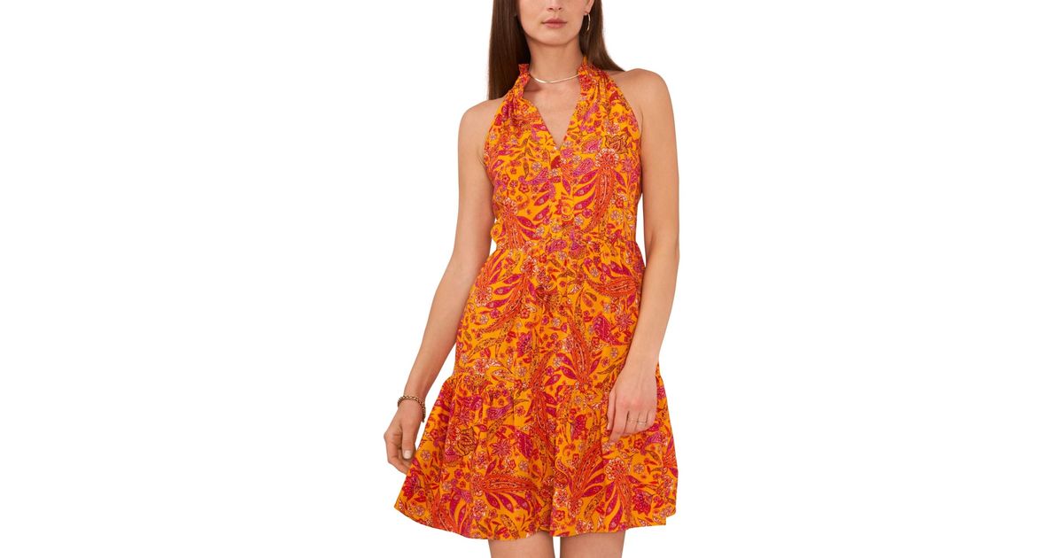 1.STATE Paisley-print Tiered Dress Swim Cover-up in Orange | Lyst