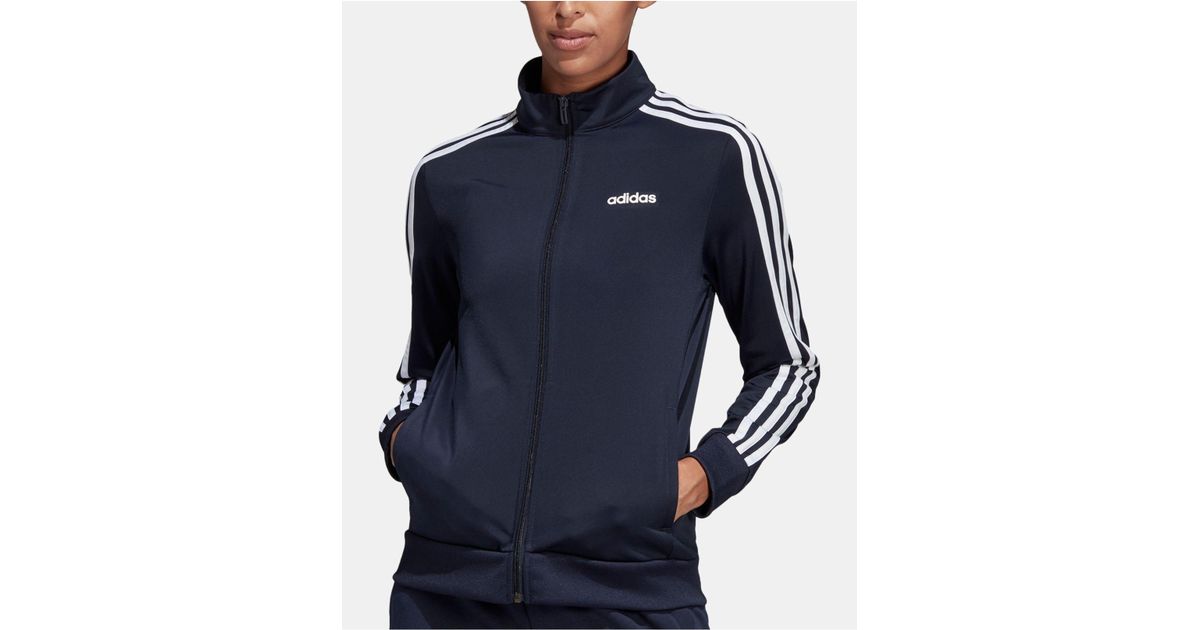 adidas Synthetic Essential 3-stripes Tricot Jacket in Blue Womens Jackets adidas Jackets 