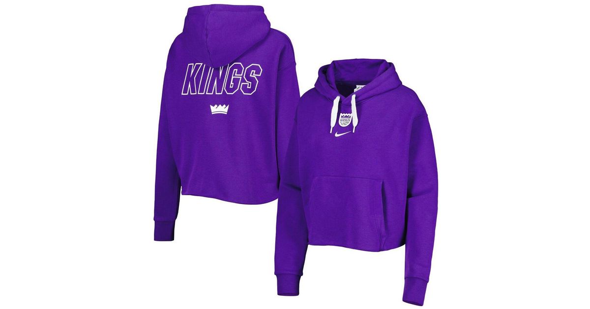 Nike Purple Sacramento Kings Courtside Cropped Pullover Hoodie | Lyst