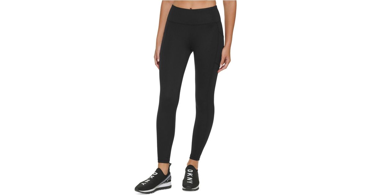 DKNY Synthetic Sueded Compression High Rise Leggings in Black | Lyst