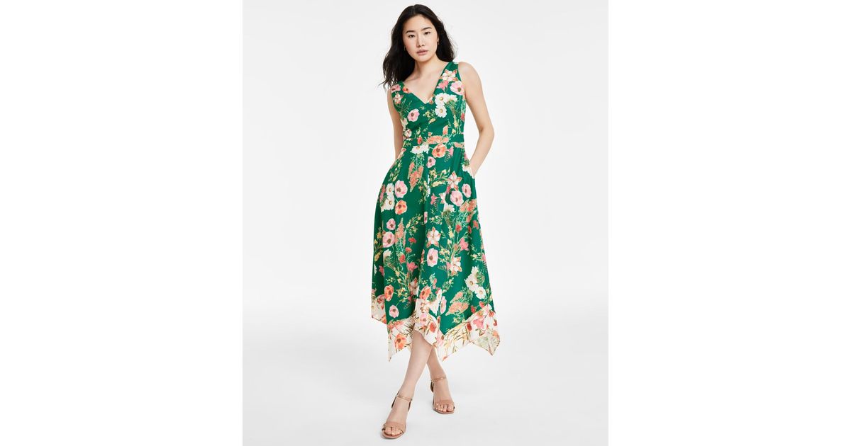 Vince camuto floral handkerchief dress sale