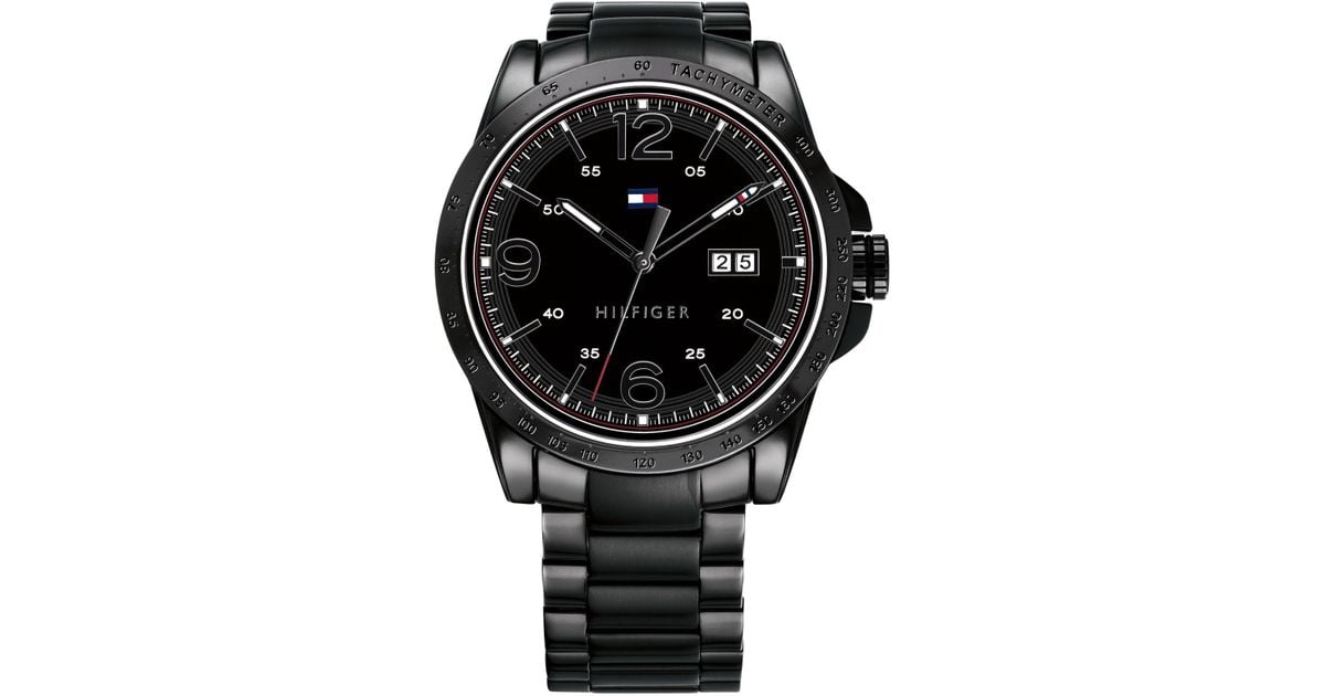 tommy hilfiger black stainless steel watch