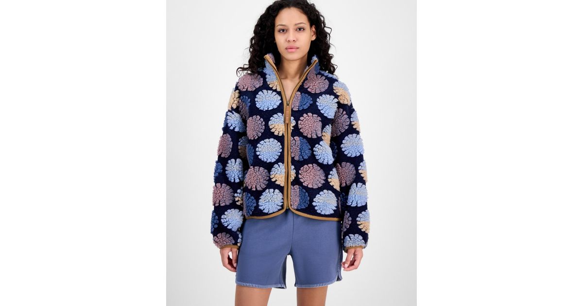 UGG Marlene Fluff Zip-front Jacket in Blue | Lyst
