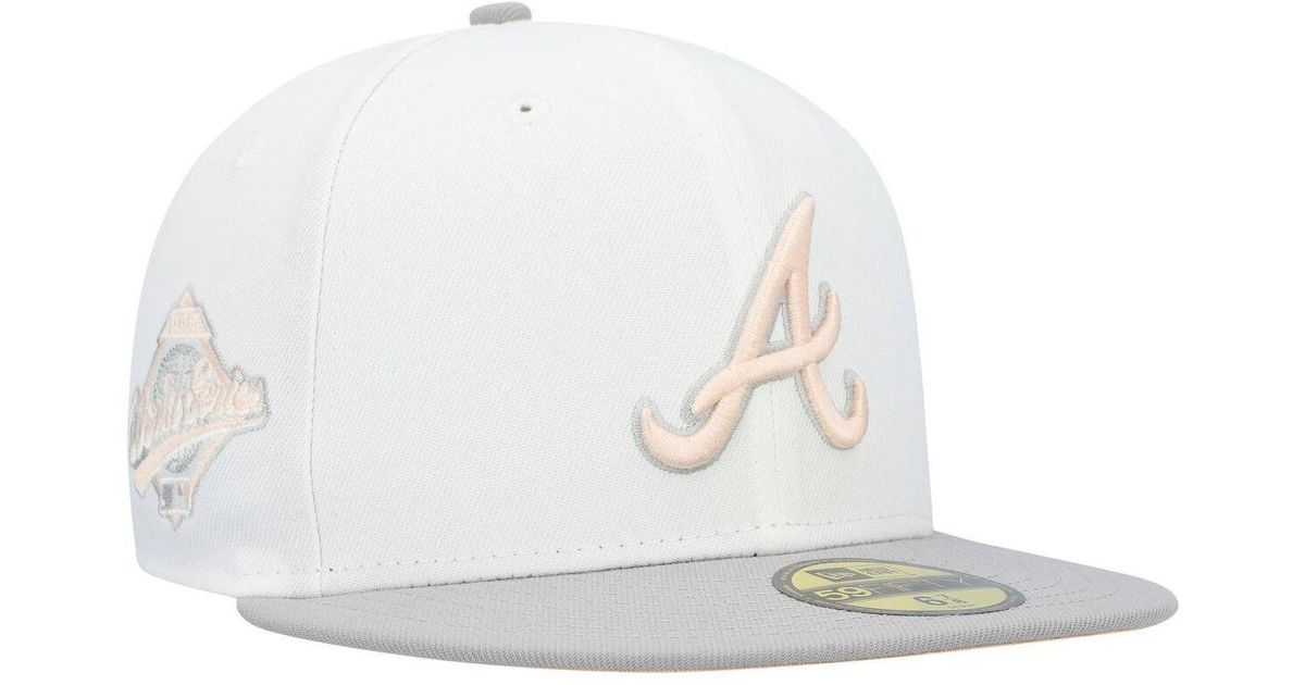 KTZ White, Gray Atlanta Braves 1995 World Series Side Patch Peach