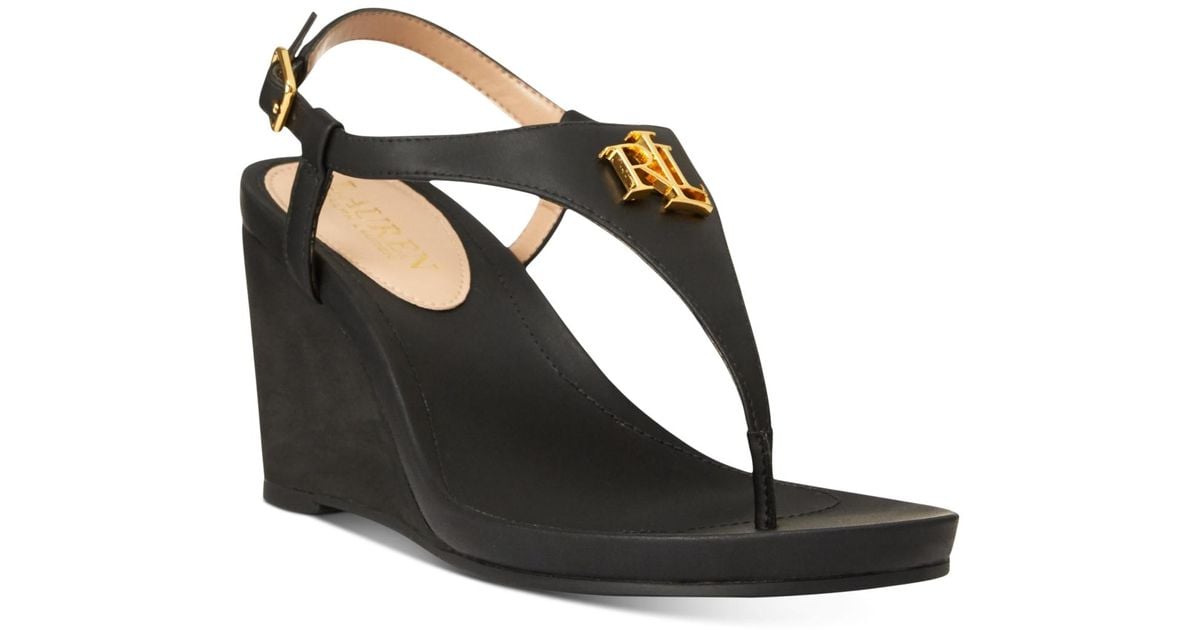 Lauren by Ralph Lauren Jeannie Wedge Sandals in Black Lyst