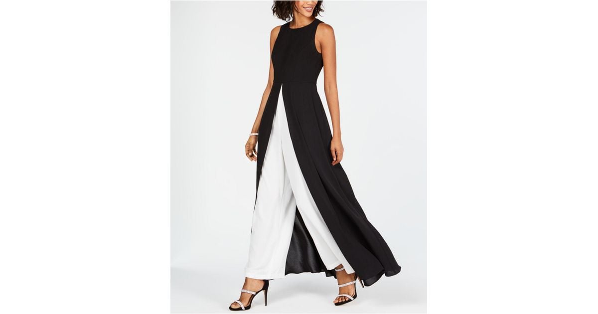 Adrianna Papell Colorblocked Overlay Jumpsuit in Black | Lyst Canada
