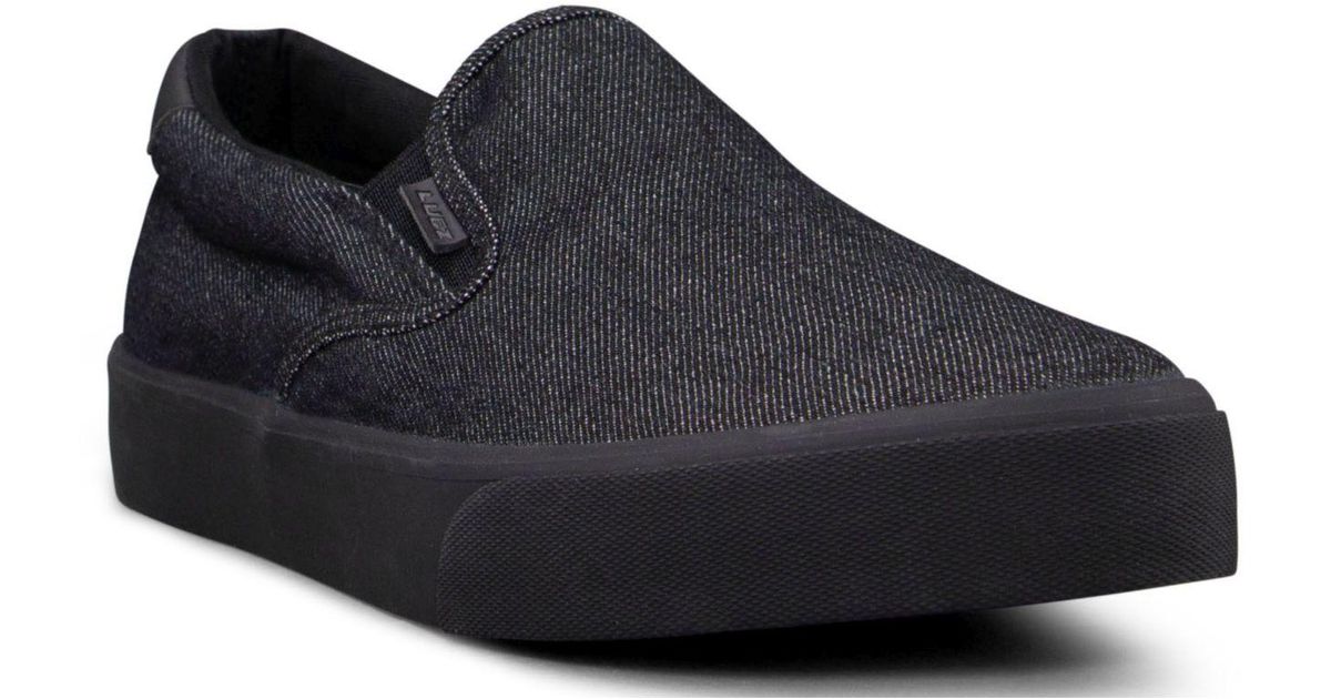 Lugz Canvas Clipper Classic Slipon Fashion Sneakers in Black Denim