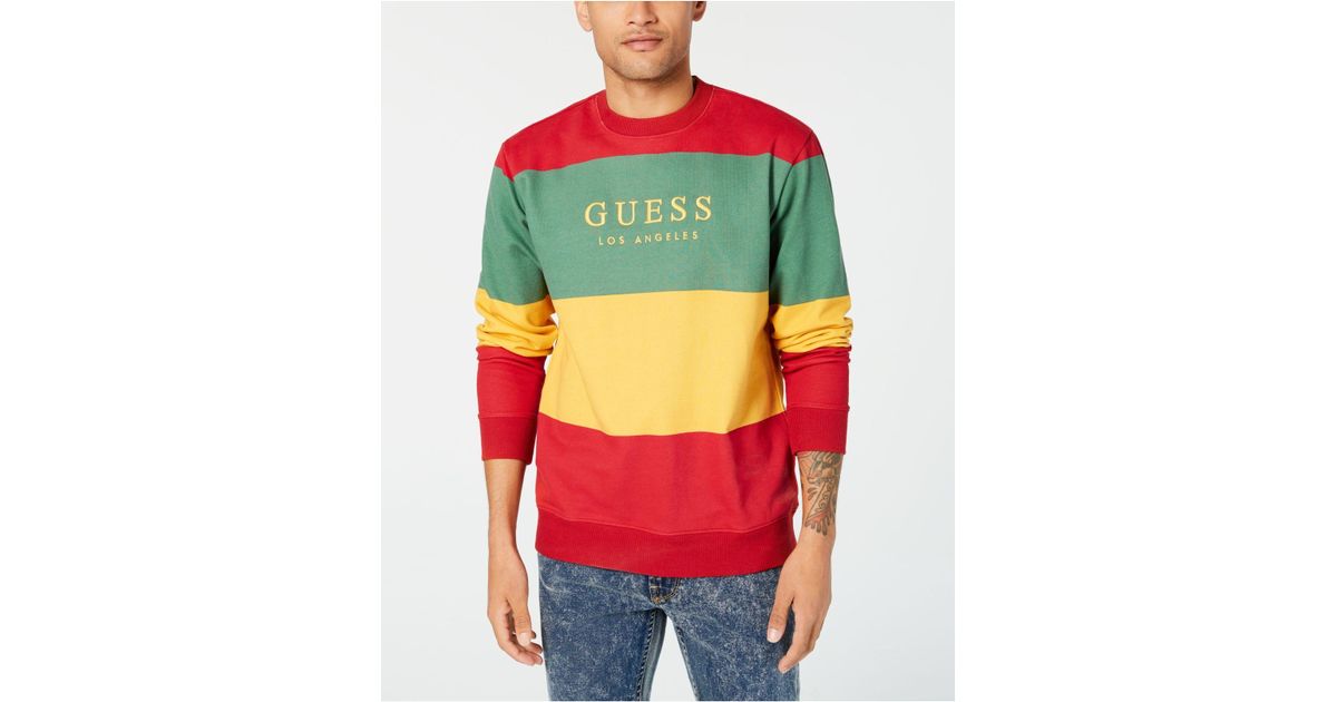 guess originals field stripe sweatshirt
