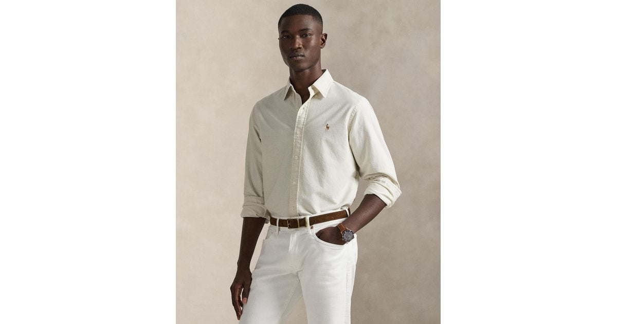 Polo Ralph Lauren Classic Fit Long Sleeve Oxford Shirt in Natural for ...