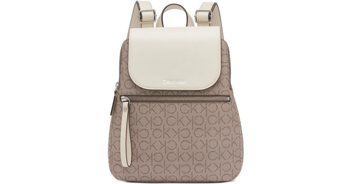 Calvin Klein Signature Triple Compartment Backpack in Brown Lyst