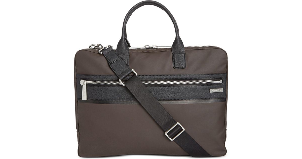 Lyst Calvin Klein Men S Twill Attache Bag In Brown For