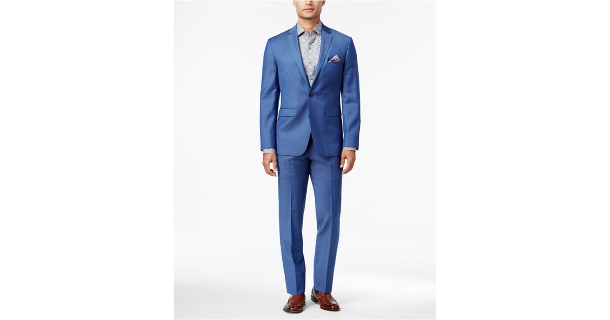 Vince Camuto Wool Men's Slim-fit Medium Blue Chambray Suit for Men | Lyst