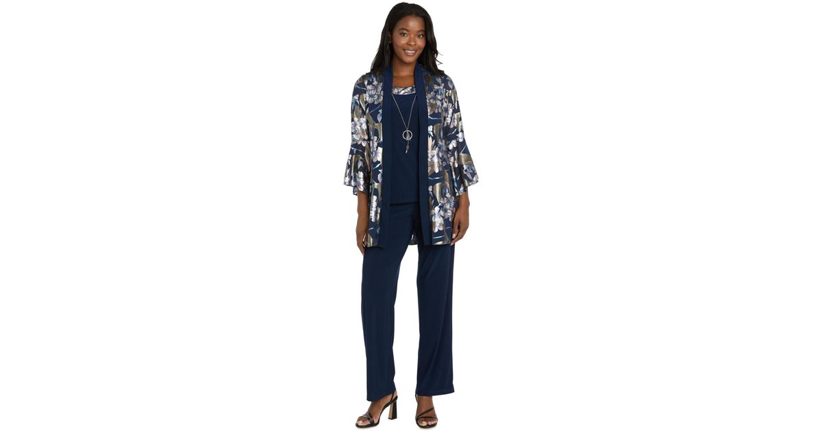 R & M Richards Foil Printed Jacket Pantsuit in Blue | Lyst