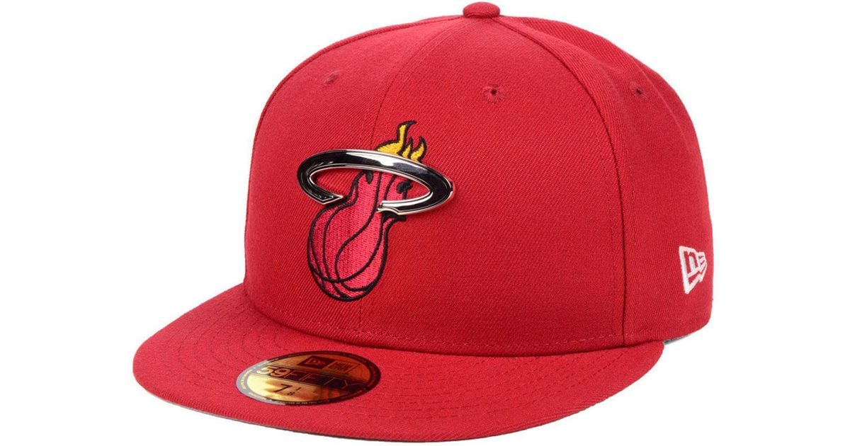 Miami Heat Purple Orange Pink New Era 59Fifty Fitted Hat Metallic Silver Lid