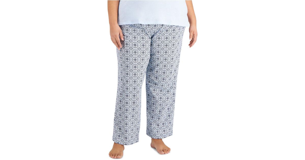 Charter Club Plus Size Cotton Knit Pajama Pants, Created For Macy's in
