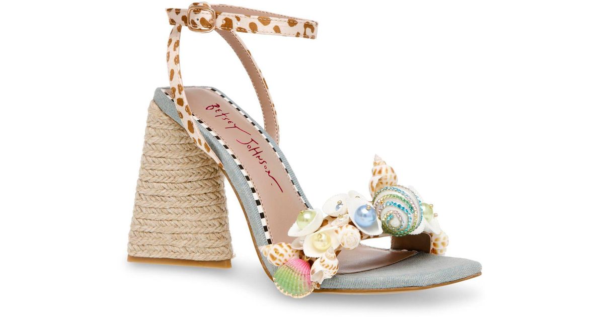 Betsey Johnson Anckor Seashell Embellished Heel Sandals in Metallic Lyst
