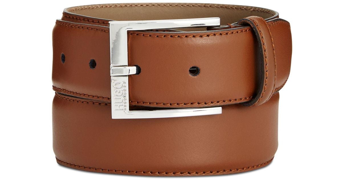 Hugo Boss Men/'s C-Gerron-N Smooth Medium Brown Tanned Leather Belt
