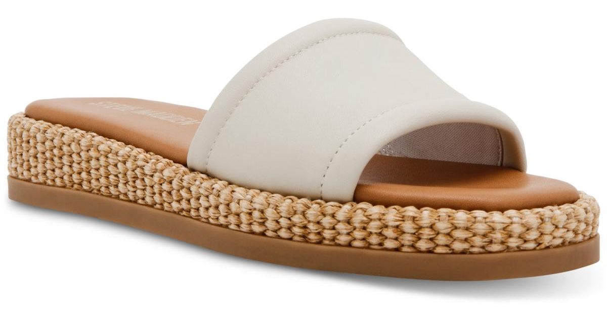 Steve Madden Boardwalk Espadrille Slide Sandals in White | Lyst
