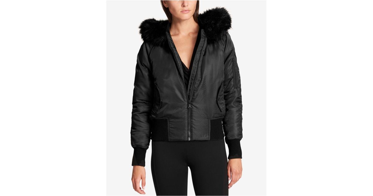 faux fur trim bomber jacket