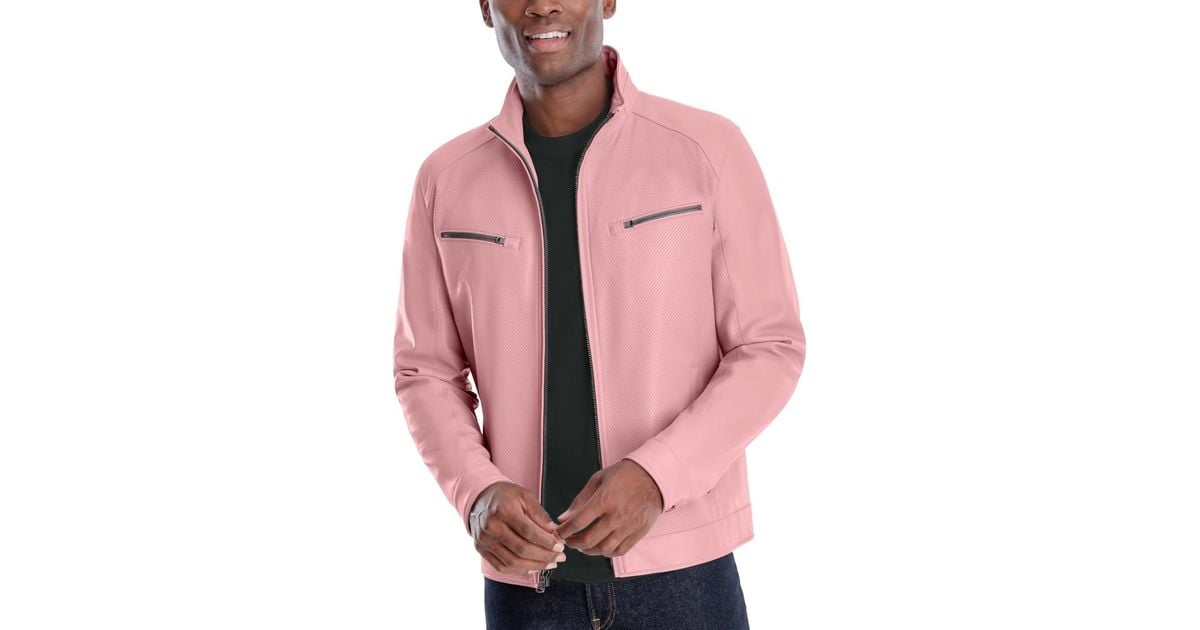 Michael Kors Perforated Faux Leather Hipster Jacket in Pink for Men Lyst