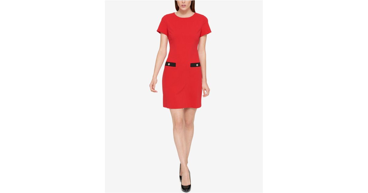tommy hilfiger faux pocket shift dress