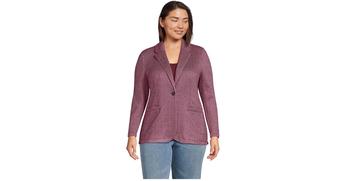 Lands' End Plus Size Sweater Fleece Blazer Jacket in Purple Lyst