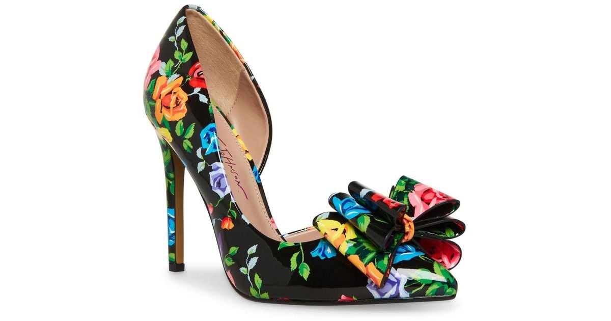 Betsey Johnson Princep Stiletto Heel Pump in Black Rainbow Floral