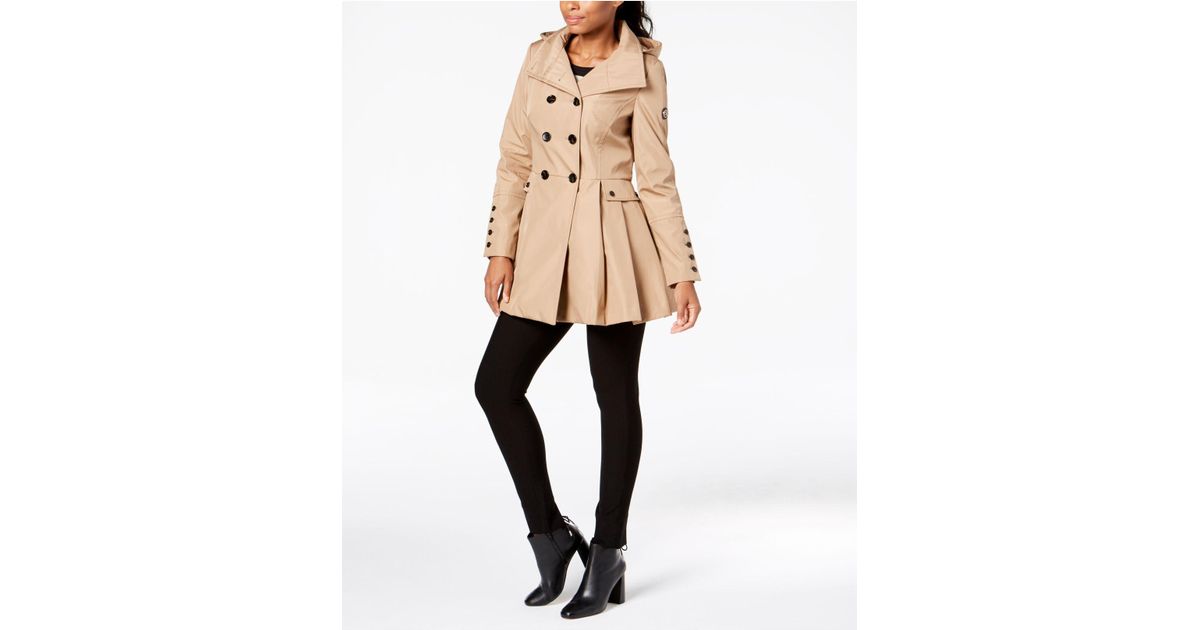 Calvin Klein Double-breasted Skirted Raincoat in Natural | Lyst