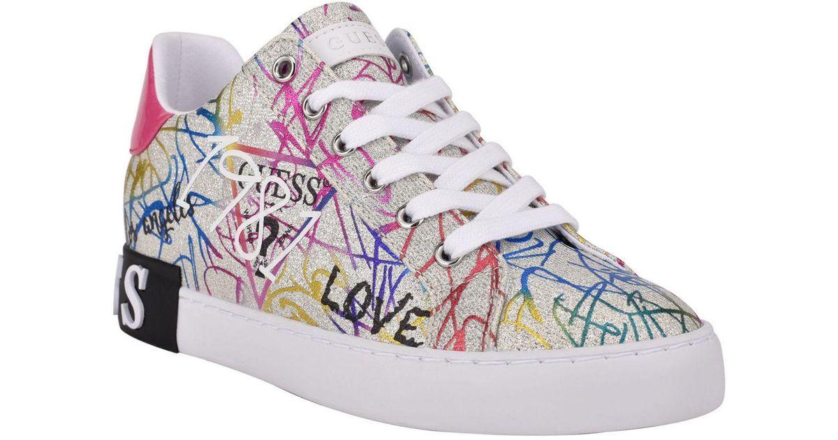 Guess Pathin Lace-up Sneakers in Metallic | Lyst