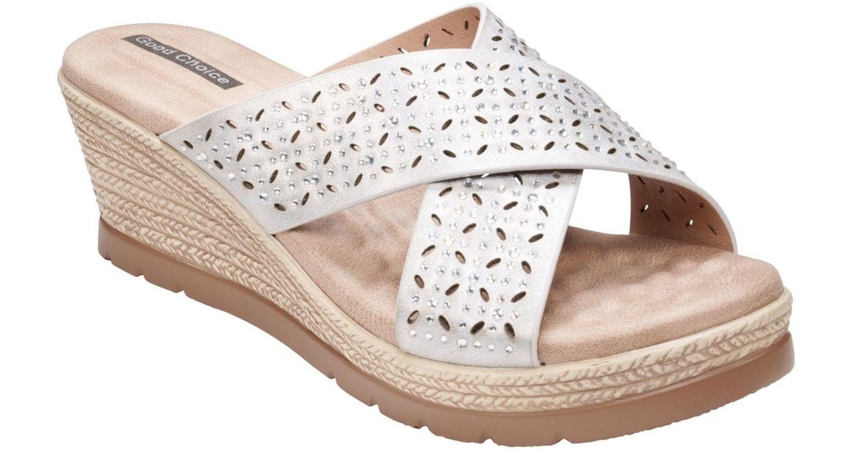 Gc Shoes Malia Embellished Wedge Sandals in White Lyst