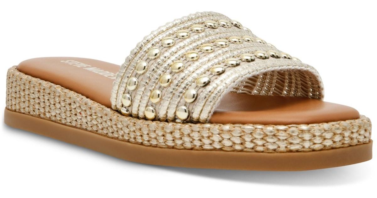 Steve Madden Boardwalk Espadrille Slide Sandals in White | Lyst