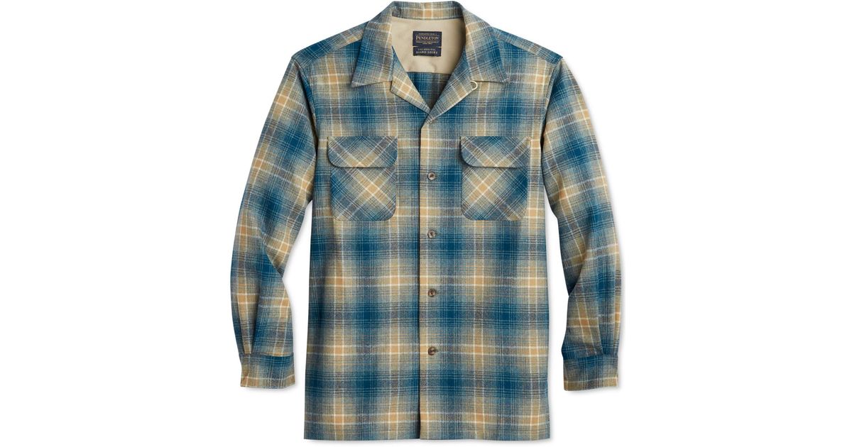 Pendleton Wool Original Board Plaid Shirt in Blue for Men Lyst