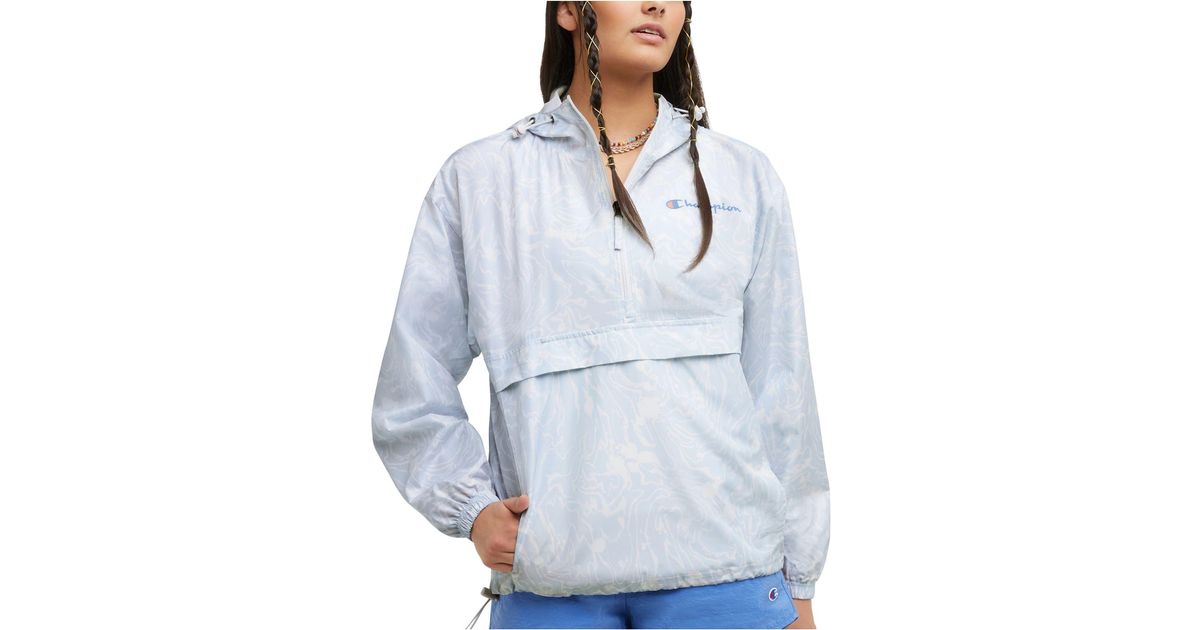 Champion Packable Halfzip Windbreaker in Blue Lyst