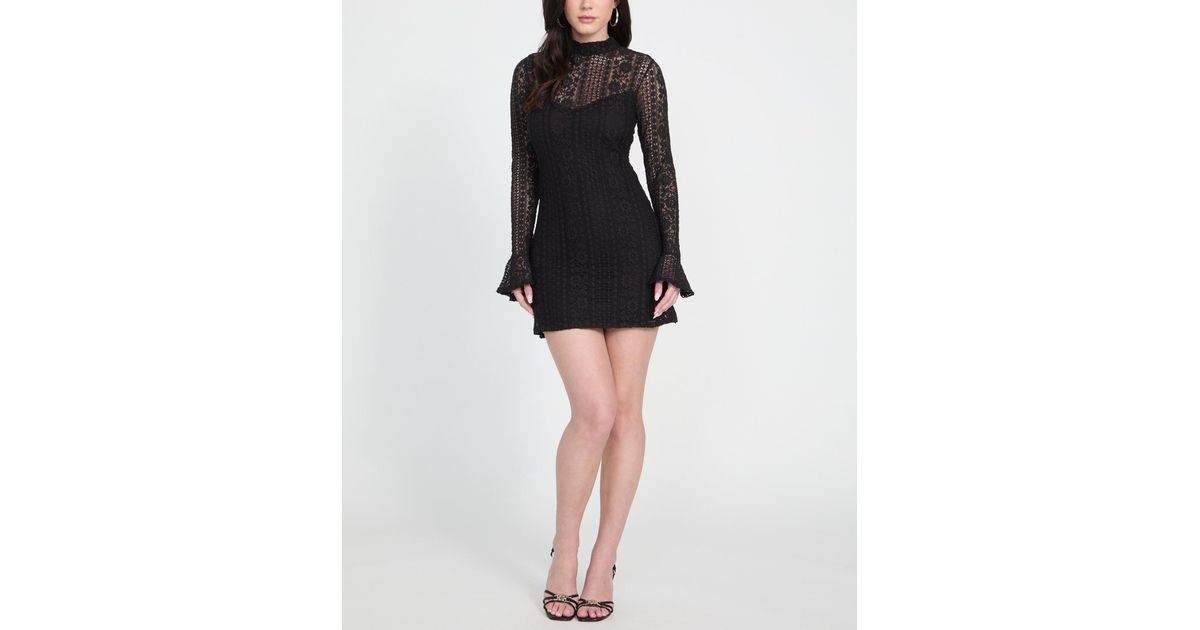 Guess Long Sleeve Jamala Dress in Black | Lyst