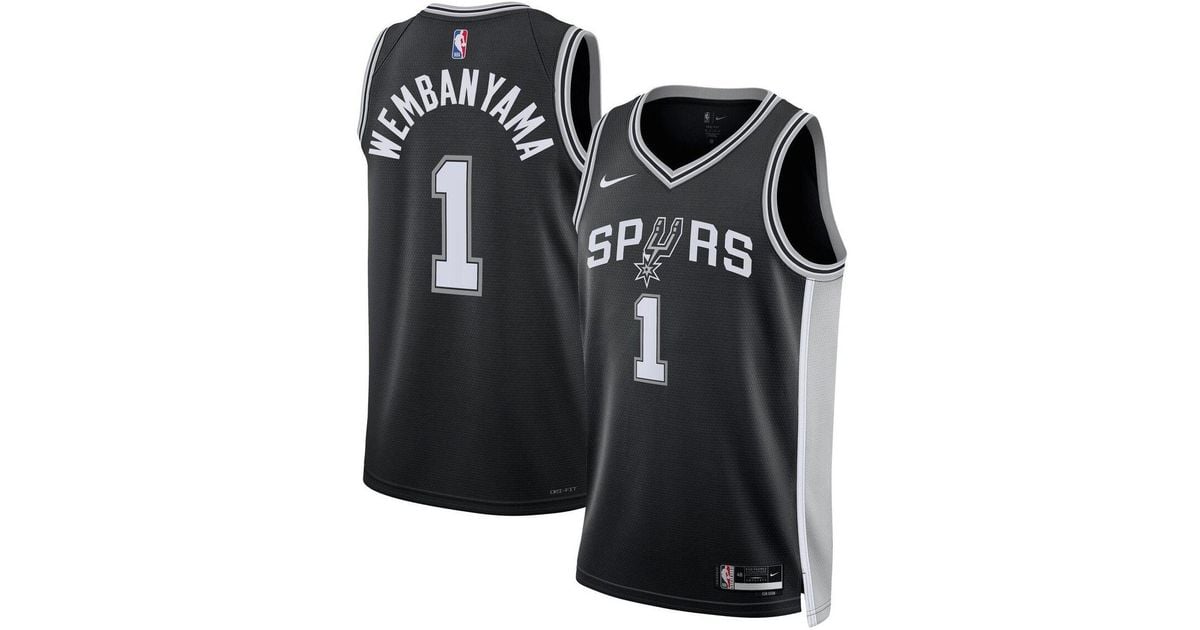Nike Victor Wembanyama Black San Antonio Spurs 2023 Nba Draft First Round Pick Swingman Jersey